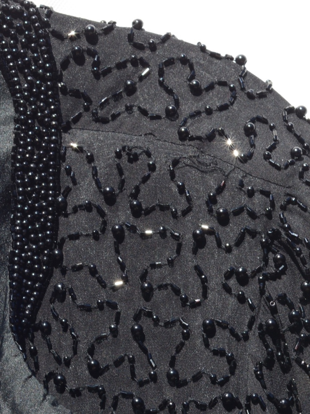 SILK Black Beaded Open Jacket XL